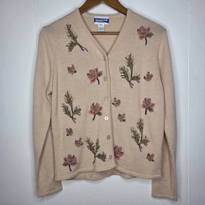 Cárdigan Pendelton Mujer Vintage Mezcla Lana Floral Bordado Talla M Dinero Antiguo Foto 1 de 4