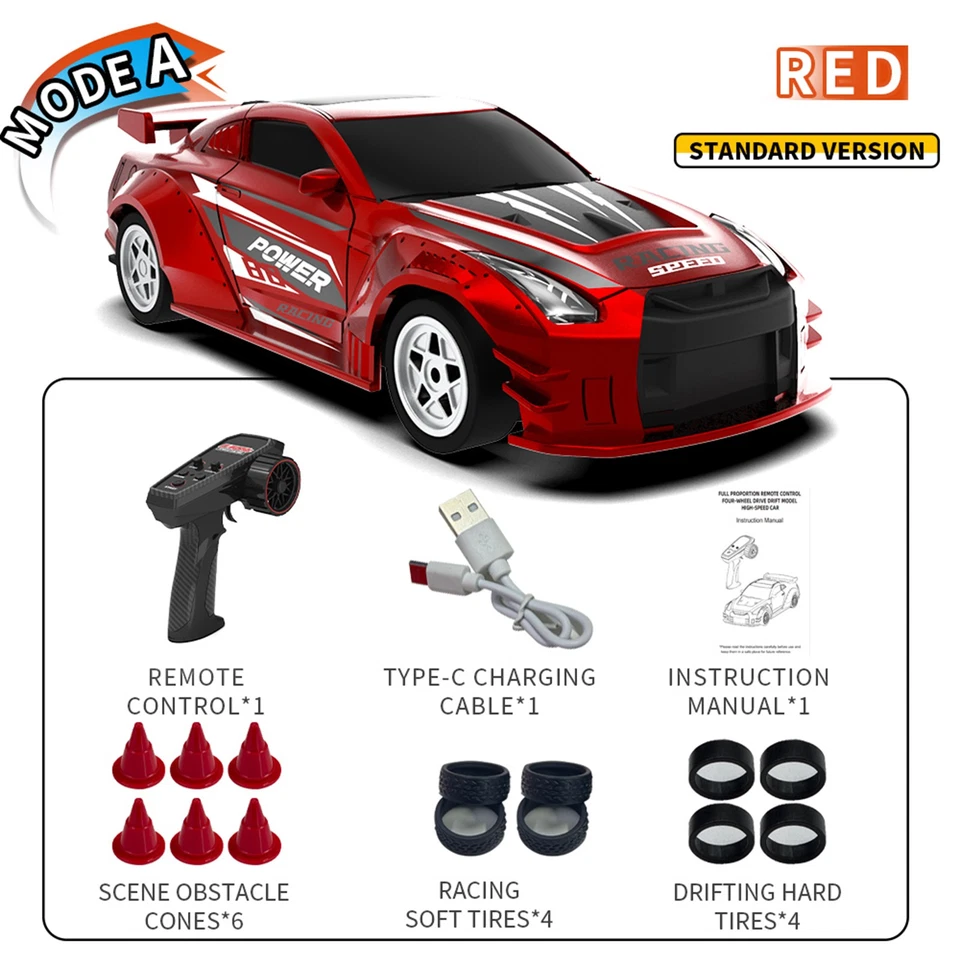 JJRC 1:64 Scale 4WD Drift RC Car Gyro High-Speed Mini Racing Toy with 2.4G Remo - Image 1 of 4