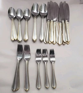 66-teiliges Hampton Silberschmied Charlotte Goldakzent Edelstahl Besteck 11 Gedecke - Bild 1 von 10