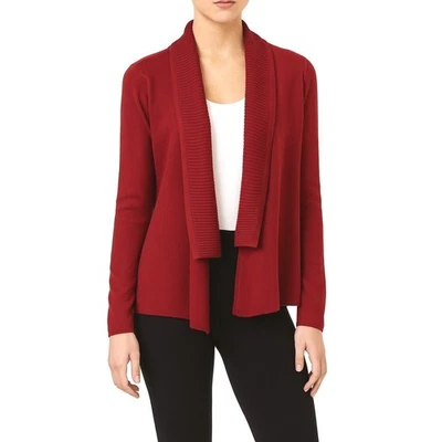 LOFT Rojo Acanalado Cárdigan Suéter Frente Abierto Plumero M Vacaciones Grannycore 59-09 Foto 1 de 4