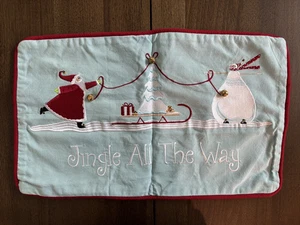 Embroidered 12x20 in Holiday Pillow Cover with Bells Attached Jingle All The Way - Picture 1 of 9