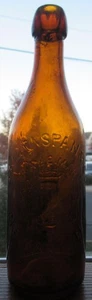 Feigenspan & Co Newark NJ Amber Hand Holding Goblet Picture Blob Top Beer Bottle - Picture 1 of 8