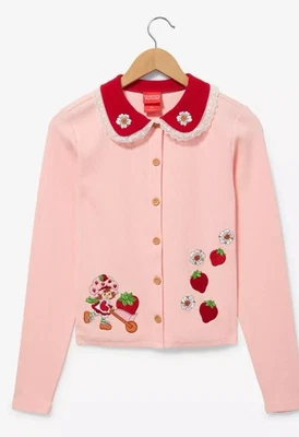 Cárdigan Box Lunch Mujer Fresa Shortcake Botón Bordado Plus 2X NUEVO Foto 1 de 4