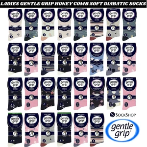 3 Pairs Ladies Gentle Grip® Honeycomb Soft Top Non Elastic Diabetic Socks 4-8 UK - Picture 1 of 36