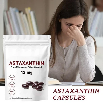 Premium 12mg Astaxanthin Softgels - Powerful Antioxidant Supplement | 120ct - Image 1 of 4