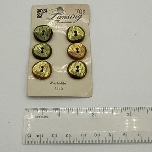 Vintage Lansing 3140 Two Hole Button New Old Stock Olive Green Mustard MCM Shiny - Picture 1 of 7