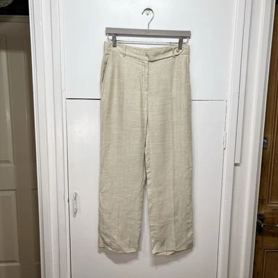 Max Mara Beige Linen Trousers Straight Lightweight Zip Fly UK 12 US 10 Women’s — 第 1/4 张图片