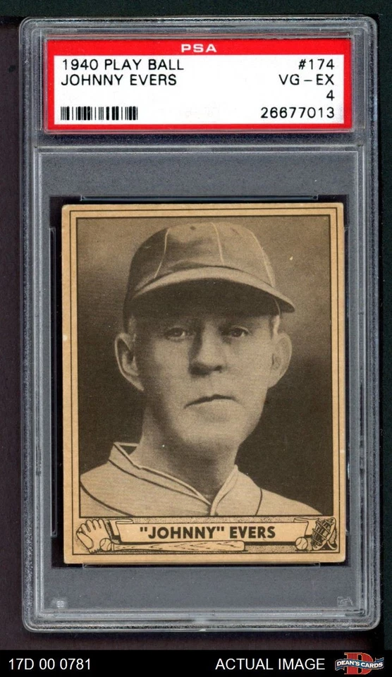 1940 Play Ball #174 Johnny Evers Cubs HOF PSA 4 - VG/EX - Image 1 of 1