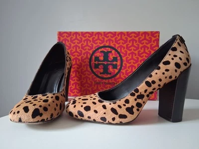 Vintage Tory Burch Rae 8 Cheetah Calf Hair Pump Block Heel Coconut Leopard Shoes - Image 1 of 4