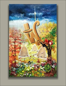 🖼️ Großes Original Ölgemälde 35”x 53” Die Vision eines Architekten "Er arbeitet für mich" - Bild 1 von 3