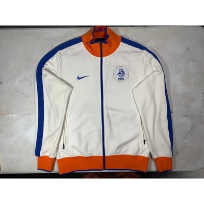 Nike Países Bajos Chaqueta Para Hombres M Blanco Naranja KNVB Fútbol Fútbol Nederland Nike Foto 1 de 4