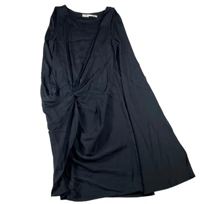 Leon Max Limited Edition Sleeveless Knot Cape Silk Dress Black Size Small - Image 1 of 4