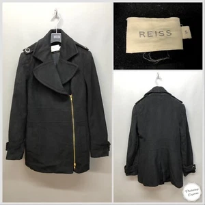 Reiss Women’s Black Wool Cashmere Zip Coat Small - Picture 1 of 10