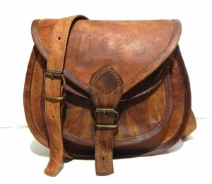 Leder Vintage Umhängetasche Schultertasche Messenger echt Handarbeit klassisch braun - Bild 1 von 9
