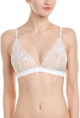Bralette Commando Love & Lust talla S triángulo de encaje blanco transparente Foto 1 de 4