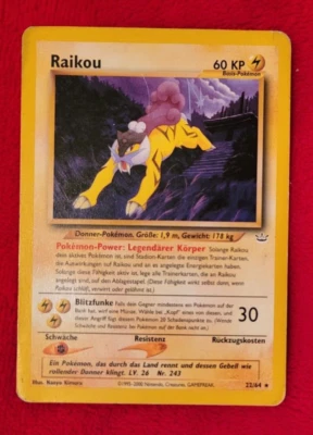Raikou Neo Revelation 22/64 German Rare Pokemon Card Non-Holo Naoyo Kimura HP - Image 1 of 4