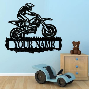 Personalized Dirt Bike Name sign, Wood plaque sign,wood Crafts, wall decor - Picture 1 of 6