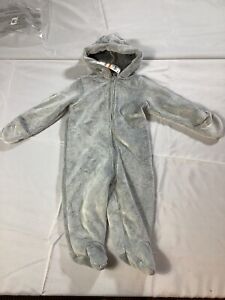 12 months First Impressions Baby Snowsuit Hooded Footed Faux Fur Bunting Grey