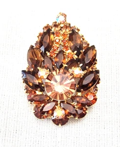 VINTAGE D&E JULIANA BROOCH/PENDANT- RARE!! AMBER, BROWN COLORS, CONFIRMED - Picture 1 of 13