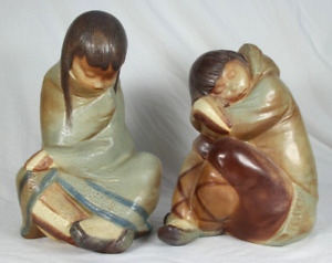 2x Piękna figurka Eskimosów Lladro Rzadkie kolory Porcelana Eskimosów Figurka Para figurek