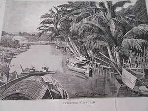 Gravure 1880 - Cochinchine Intérieur d'Arroyau - Picture 1 of 1