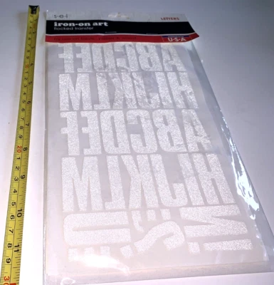 SEI IRON ON ART TRANSFER LETTERS White COOL Flick Transfer 1.5 Inch - Image 1 of 4
