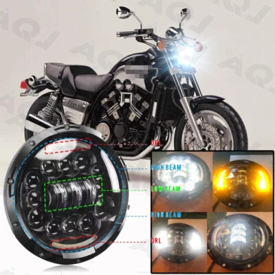 For R Nine T R1150RS R1200R R100 Motorcycle 7" LED Headlight DRL Hi/Lo  Ring - Image 1 of 4