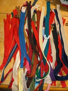 Seamstress HUGE 60 Mixed Color Lot Vintage ZIPPERS Metal Nylon + New Sewing b2 - Picture 1 of 1