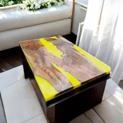 36"x24" Yellow Epoxy Resin Dining Conference Table Housewarming Furniture Decors - Image 1 of 4