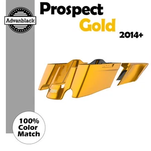 PROSPECT GOLD CVO Tapered Stretched Extended Saddlebags Fits Harley 2014+ - Picture 1 of 18