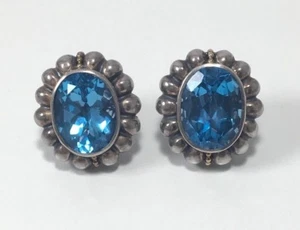 Lagos Caviar Blue Topaz Earrings in Sterling Silver and 18k Yellow Gold - Picture 1 of 11