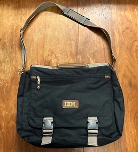 Vintage RARE IBM Employee Black Canvas Shoulder Messenger Laptop Computer Bag - Picture 1 of 10