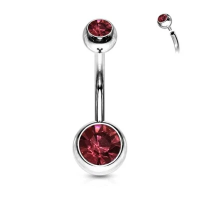 Pink Sapphire 1 Ct Round Lab-Created Belly Button Stainless Steel Gift For Her - Image 1 of 4