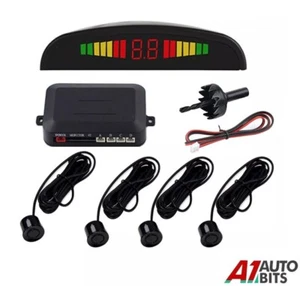 4x Black Parking Sensors Car Auto Reverse Backup Rear Radar LED Alert System Kit - Picture 1 of 9