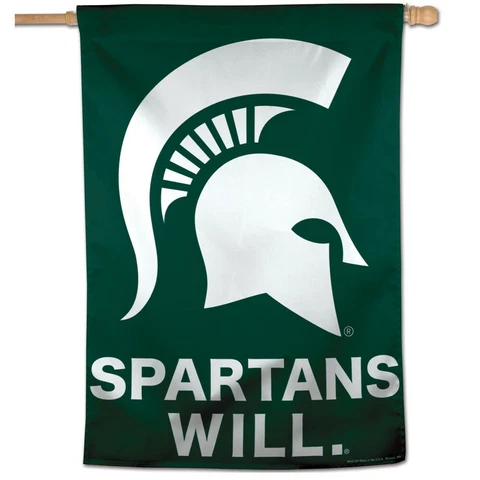 MICHIGAN STATE SPARTANS SPARTANS WILL 28"X40" BANNER FLAG NEW WINCRAFT 👀 Cover