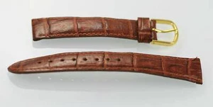 Unisex Stainless Steel Brown Textured Leather Replacement Watch Band 18mm - Picture 1 of 2