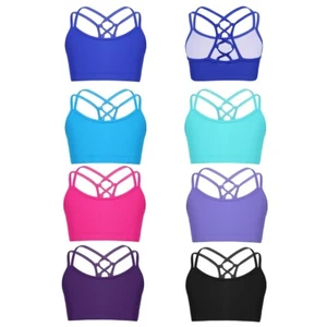 Kids Girls Bra Tops Stage Performance Tank Top Ballerina Dancewear Sleeveless - Picture 1 of 78