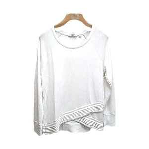 Athleta Womens Serenity Criss Cross Sweatshirt White Modal Blend Top Pullover L - Picture 1 of 8