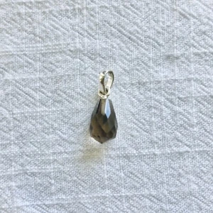 Brown Cubic Zirconia Crystal - Necklace Pendant - Solid Sterling Silver 925 - Picture 1 of 1