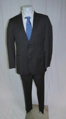 Brooks Brothers 1818 Fitzgerald Estrato Charcoal Striped Two Button Suit 40R - Image 1 of 4