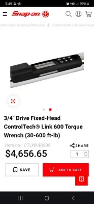 SNAP-ON ctech4r600 600FTLB SAE 40" LONG CLICK-TYPE TORQUE WRENCH W/ CASE digital - Image 1 of 3