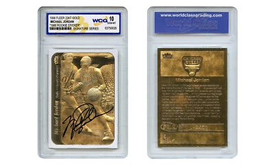 Pegatina Michael Jordan '98 Fleer 1986 Rookie 23K Gold Signature Series - GEM 10 Foto 1 de 3