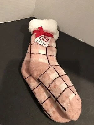 Calcetines Zapatilla Winter Wishes Un Par Talla Única. Rosa, blanco antideslizante Foto 1 de 4