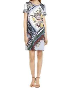 Tory Burch Purple Floral Print T-shirt Dress Pima Cotton Peru XL XLARGE 34.5x24" - Picture 1 of 15