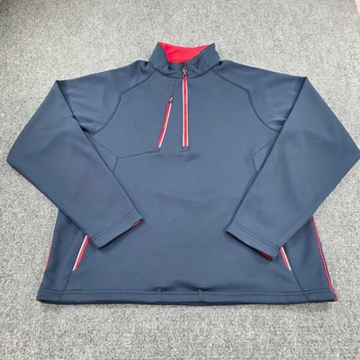 Chaqueta Pullover Zero Restriction Para Hombres Serie Tour Cuarto Cremallera Azul Marino Rojo XL Golf Foto 1 de 4