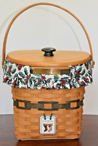 Longaberger 1998 Wandbehang Korb mit Griff Deckel Stechpalme Liner Schutz & Karte - Bild 1 von 12