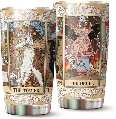 Kozmoz Inspire Cat Lover Gifts - El Meme Original del Tarot 20 Onzas, Negro  Foto 1 de 4