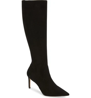 Stuart Weitzman Stuart 85 Black Suede Leather Knee High Boot Zip Stiletto 5.5 36 - Image 1 of 4