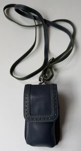 Levenger Fine Leather Tools Navy Leather Crossbody Wallet Old School Phone Case - Bild 1 von 14