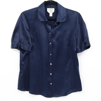 Top Talbots Petites Pure Silk para mujer 12 azul twee carrera profesional dinero antiguo Foto 1 de 4